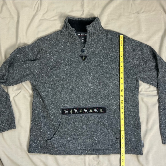 Woolrich Pullover Quarter Zip Onyx Heather Gray Sweater SZ L Gorpcore - Picture 7 of 16